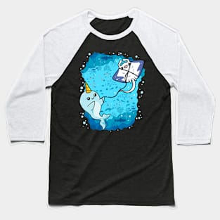 Narwhal Flying Manta Ray Kite Baseball T-Shirt